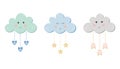 Colorful clouds set for kids. Children collection in pastel tender colors. Vector cartoon illustration.